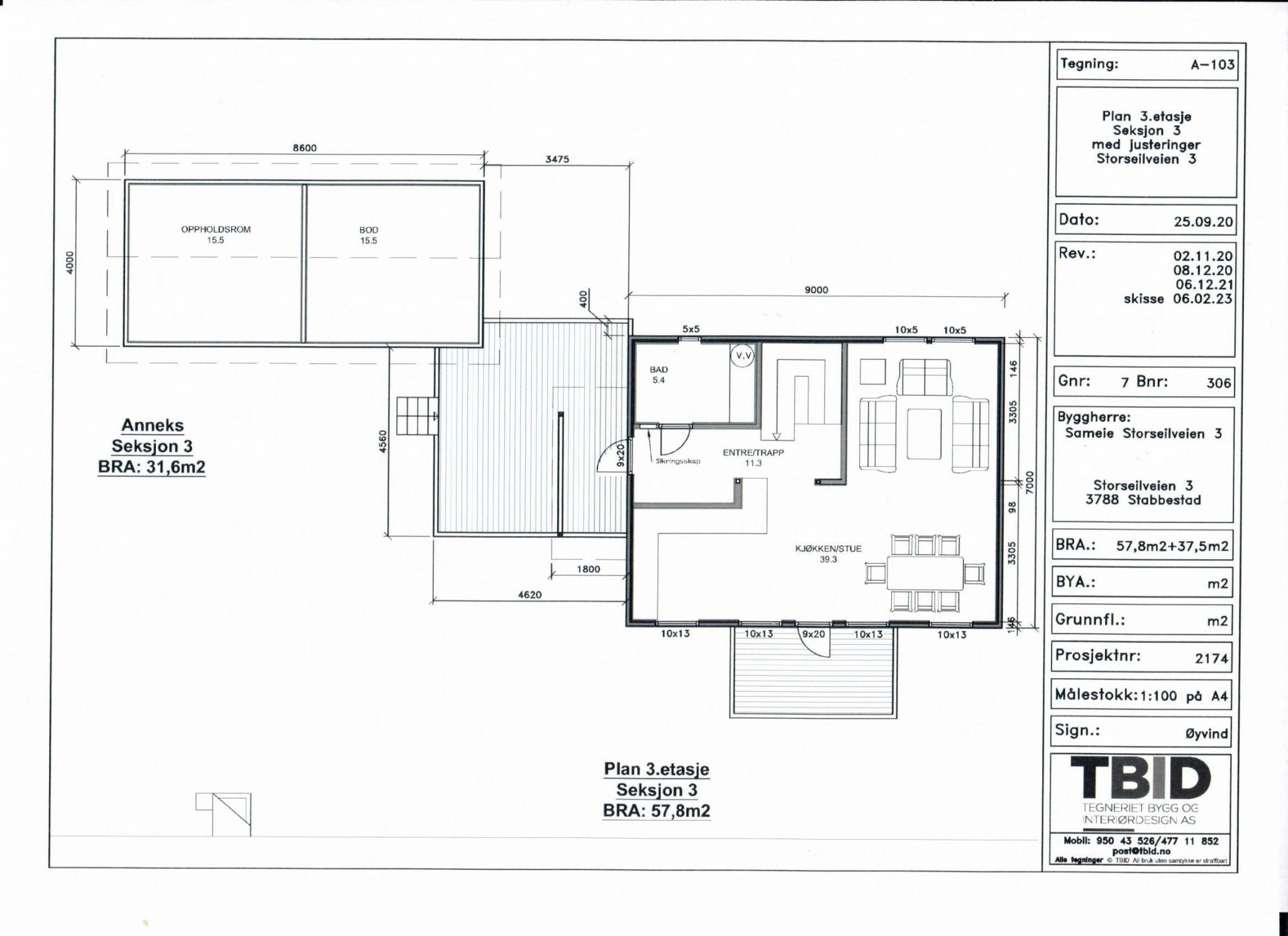 Hovedplan - annekset inngår ikke i leiearealet